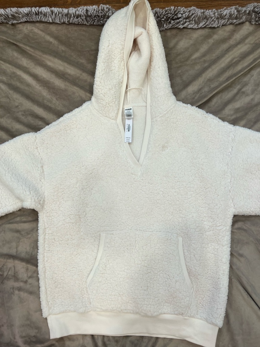 PINK Victoria's Secret Cream Sherpa Hoodie